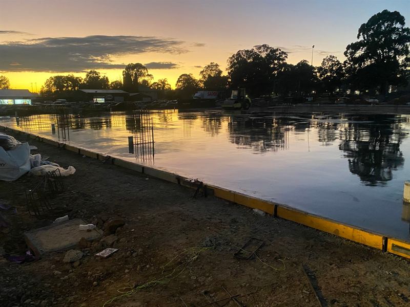 Slab edge and formwork at sunrise