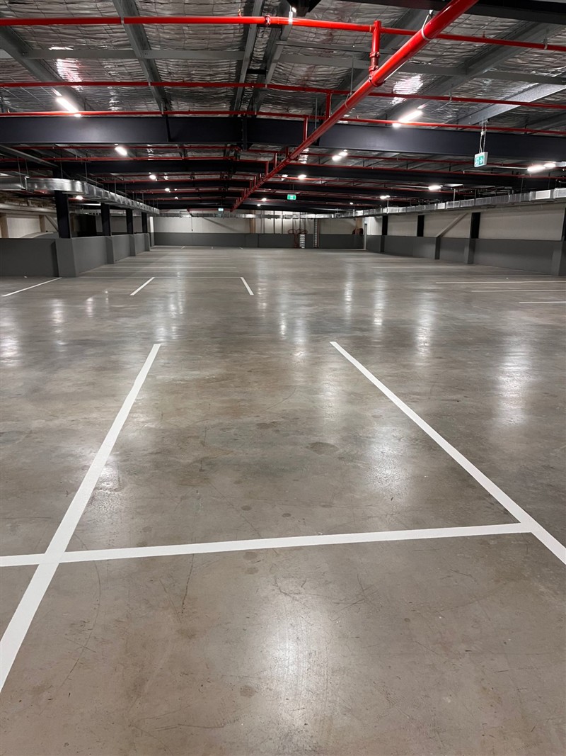 Bay linemarking on the sealed slab