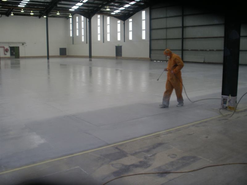 Spraying along the warehouse