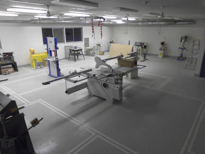 White zone lines around the machines